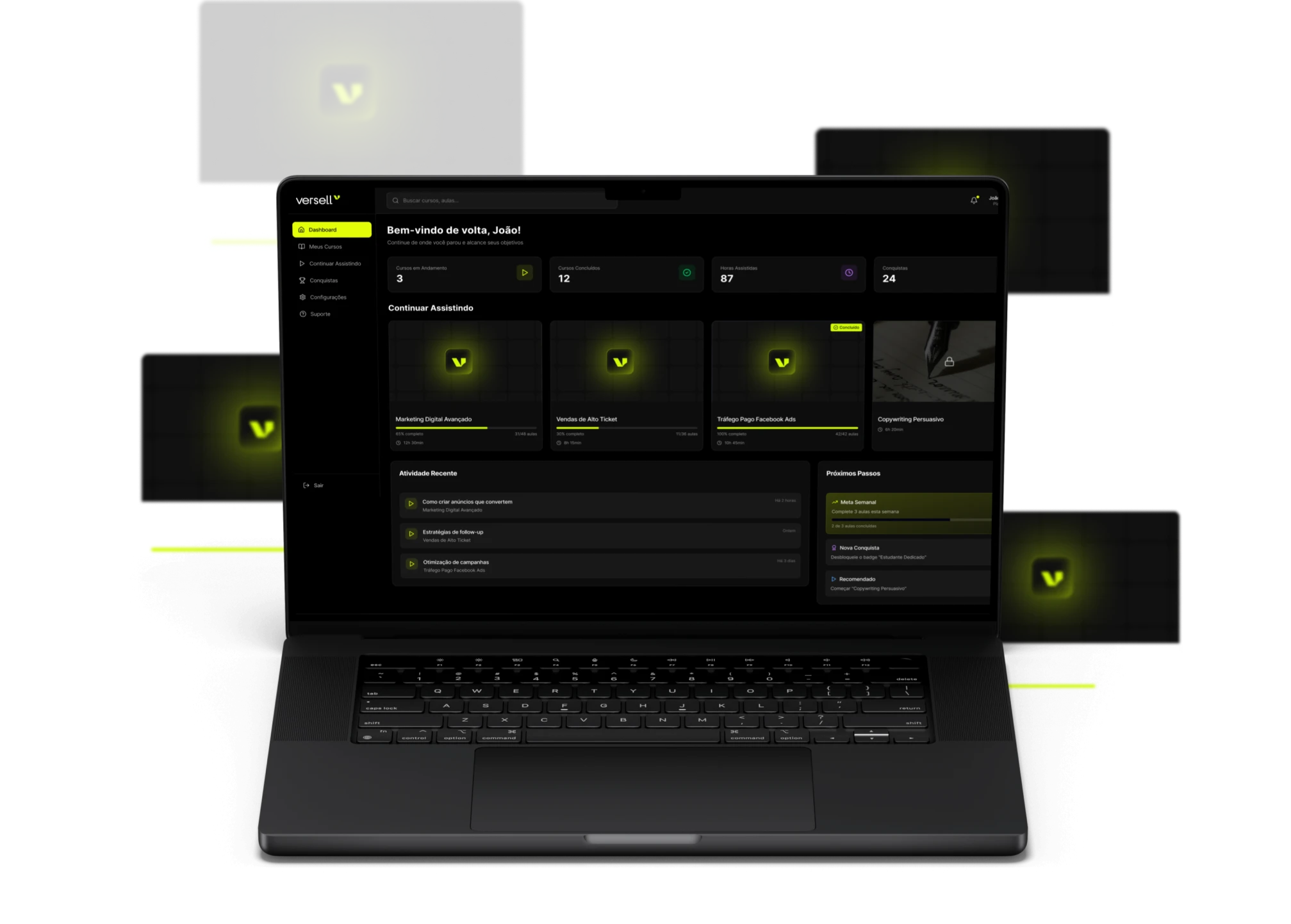 Área de membros Versell no notebook